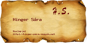 Hinger Sára névjegykártya